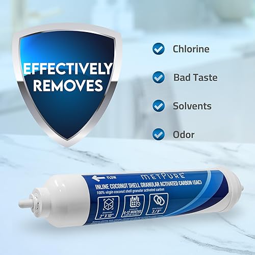 Miniatura 6 de Metpure Filtro de agua GAC en línea 2" x 10" x 38" OD. carbón activado granular de cáscara de coco para sistema de filtración de agua de ósmosis