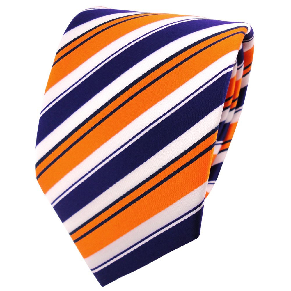 Tigertie Men's Orange, Purple, Black, White Designer Tie In Striped Pattern - Classic Cut - 8 Cm Tie Width, Krawattengröße: Ca. Länge 150 Cm, Breite 8 Cm