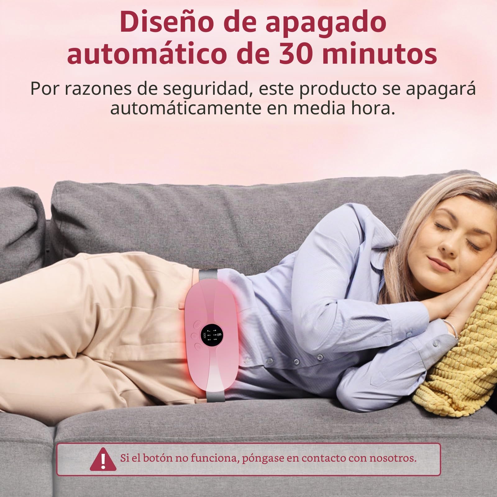 Almohadilla Térmica Menstrual, KBCASE Portátil Cinturón de Calentamiento Eléctrico Inalámbrico Almohadilla de Calefacción 3 Modos de Masaje para Período Menstrual Alivio del Dolor de Espalda (Rosa)
