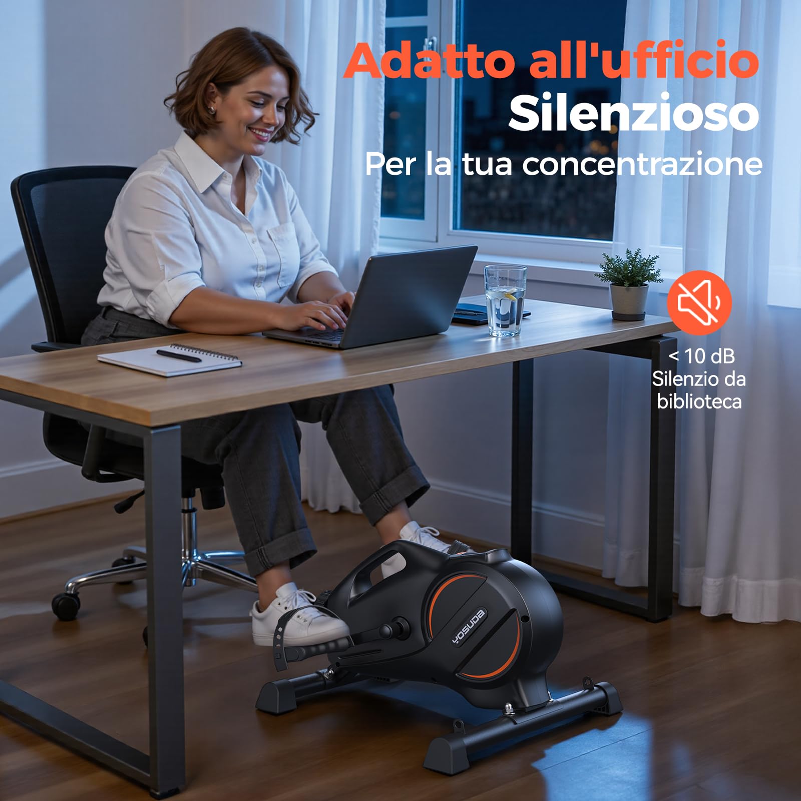 YOSUDA Cyclette da Seduta, Mini Cyclette con 2 Fasce di Resistenza e Tappetino Antiscivolo, Pedaliera per Anziani, Funzionamento Silenzioso, Portatile, Adatto per L'uso Domestico e in Ufficio