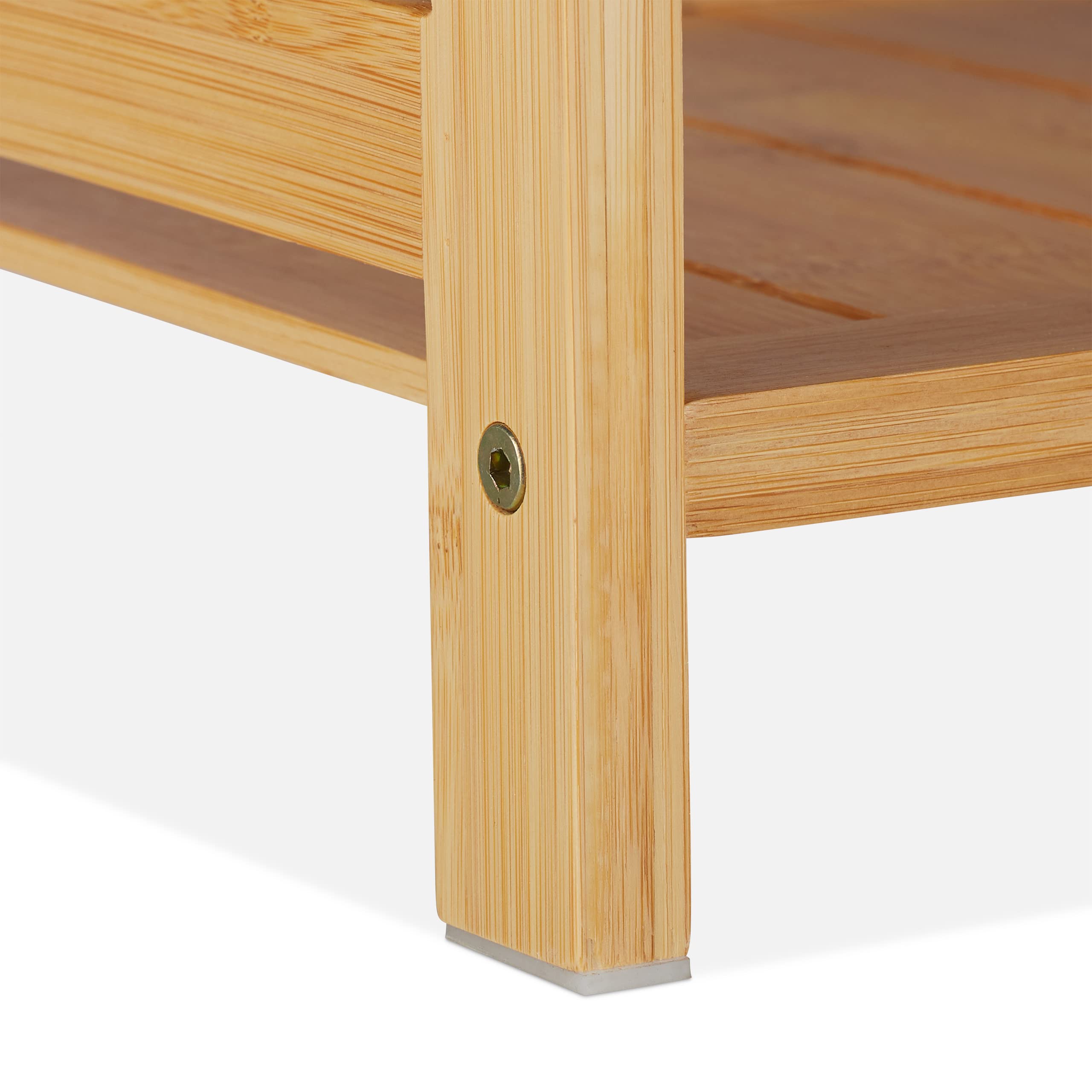 Relaxdays Support d'écran en Bambou, 5 tiroirs, réhausseur d'écran d'ordinateur et Laptop, HxLxP : 33x80x30 cm, Naturel