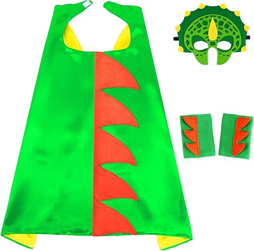 D.Q.Z Disfraz de dinosaurio y dragón para niños pequeños, muñequeras con máscara de dinosaurio para niños y niñas, regalos de fiesta de cumpleaños