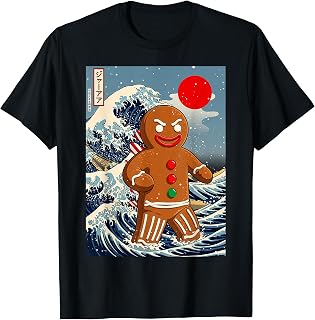Gingerbread-Zilla Vintage Japanese Art Funny Christmas Xmas T-Shirt