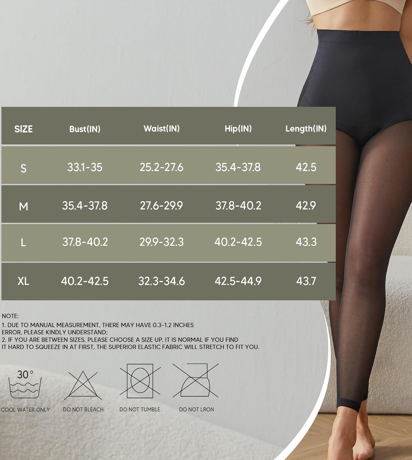 Tummy Control Footless Shapewear Leggings High Waisted Tummy Control Body Shaper Thigh Slimmer - Image 6