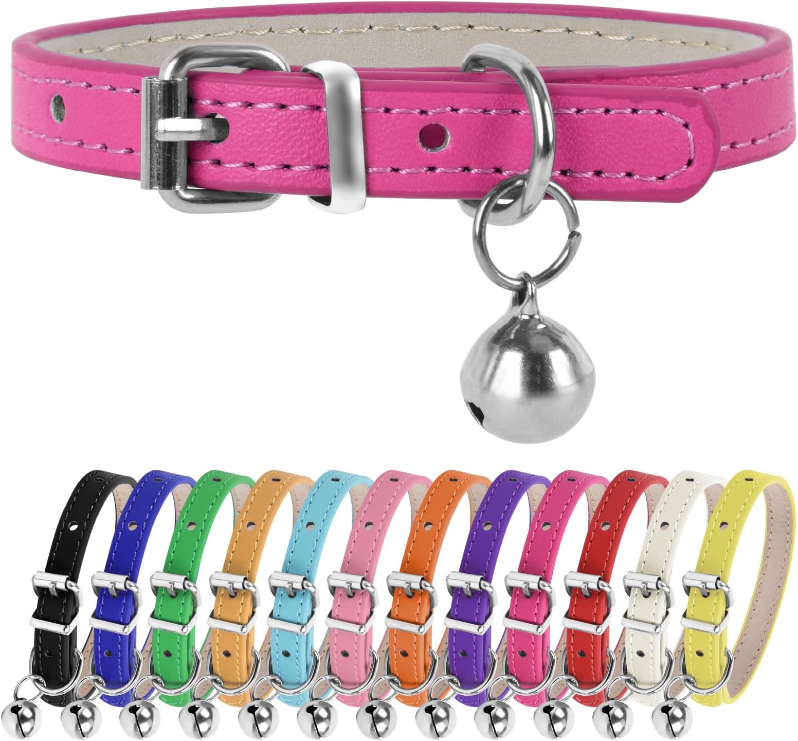 XXS Dog Collar Teacup Dog Collar, Pink Dog Collars, Teacup Dog Collars for Small Dogs Cats, Pink, 3/8 inch Width