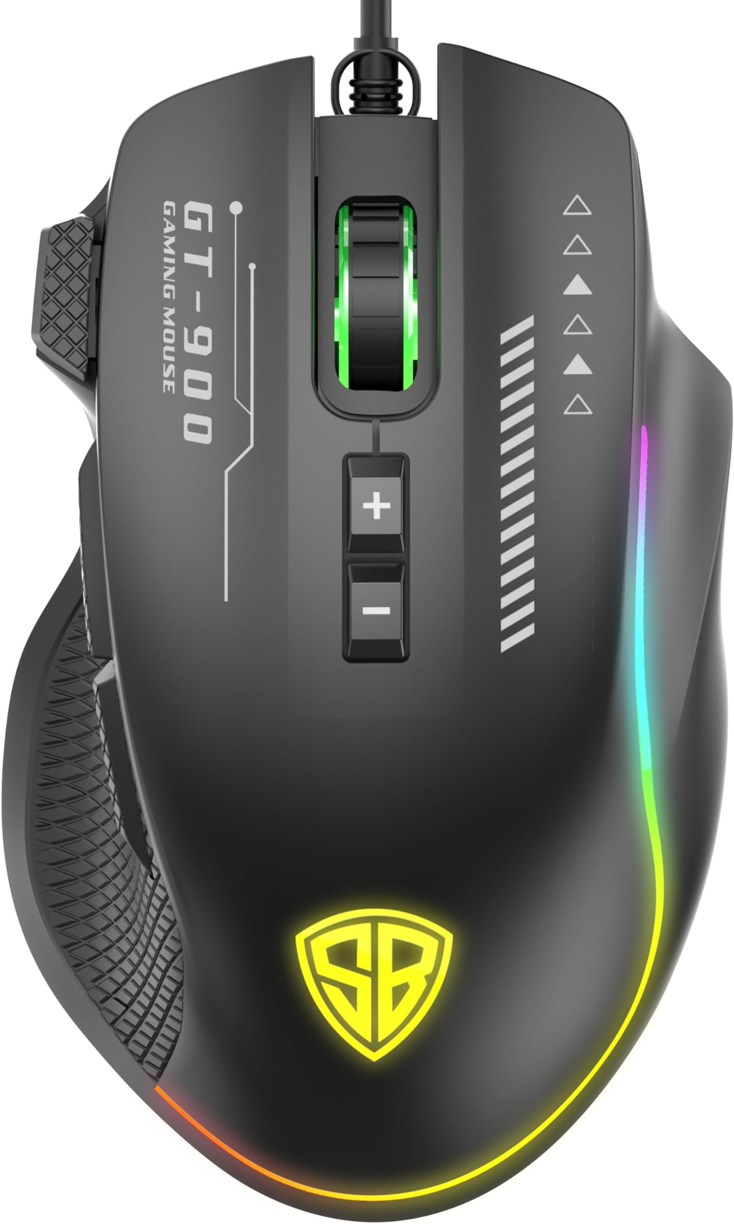 SpinBot Clutch GT900 with 7200 DPI Gaming Sensor and 8 Programmable Buttons RGB Wired Optical Gaming Mouse (USB 2.0, Black)