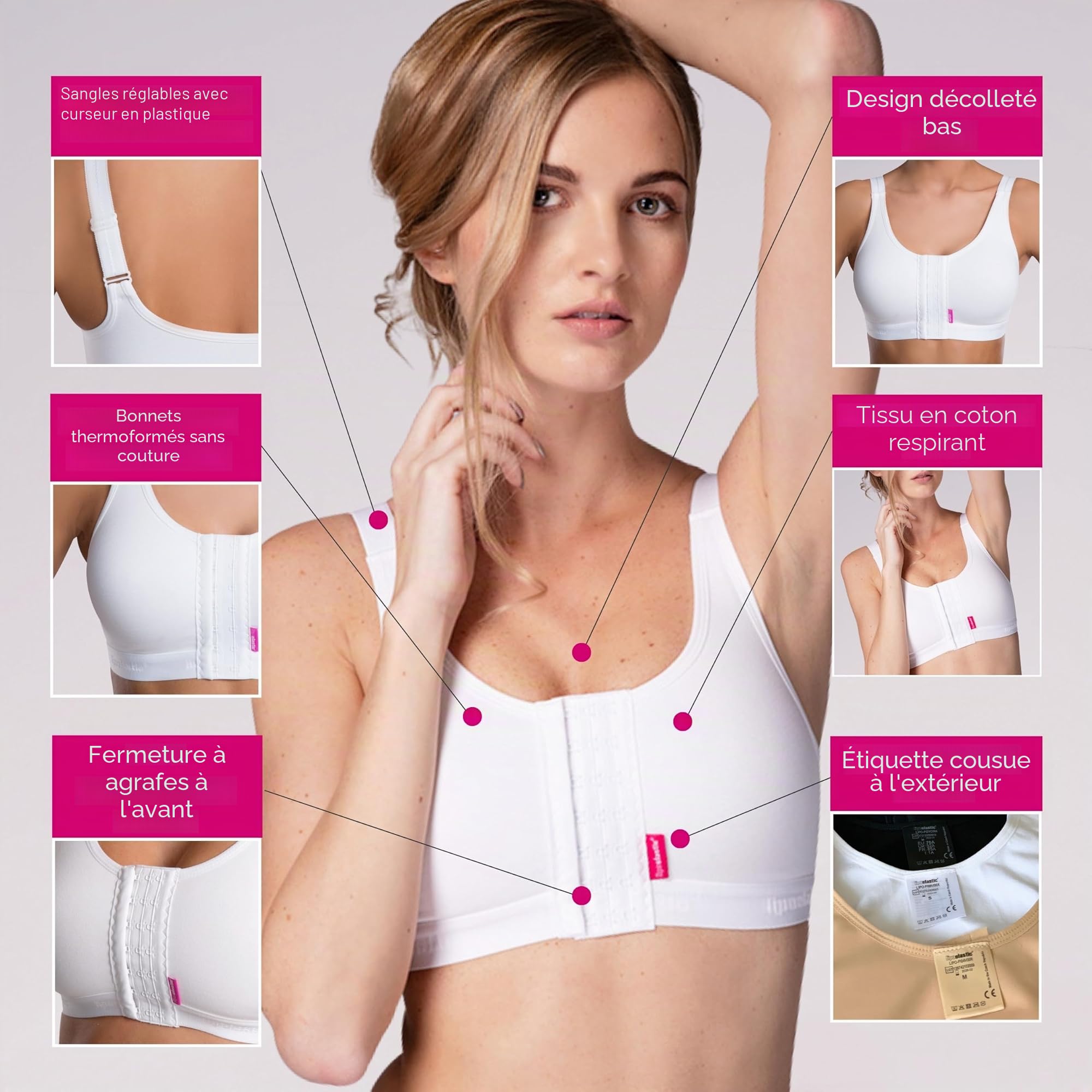 LIPOELASTIC PI Active – Brassière de Compression Post-Opératoire & Soutien-Gorge de Contention Femme