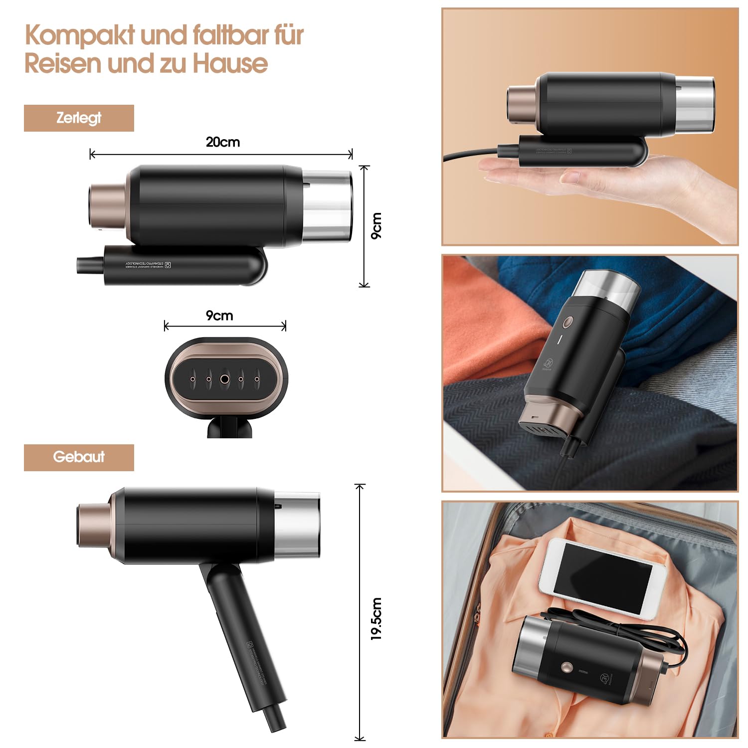 Produktbild von AENO Steamy Dampfglätter Kleidung, 1190 W Dampfglätter Reise, 110 Ml Wassertank, 40S Schnelle Glatte Dampfheizung, Tragbar Und Leicht Für Reisen Und Den Heimgebrauch