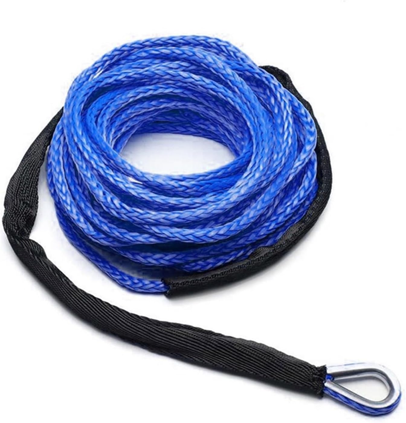 Synthetic Winch Rope, 15m 6mm/7mm Towing Winch Cable Rope String Line Synthetic Fiber 5800lbs/7700lbs/9300lbs for ATV UTV SUV 4X4 4WD for Off Road Vehicle Truck Boat Winch(7mmx15m Blue)