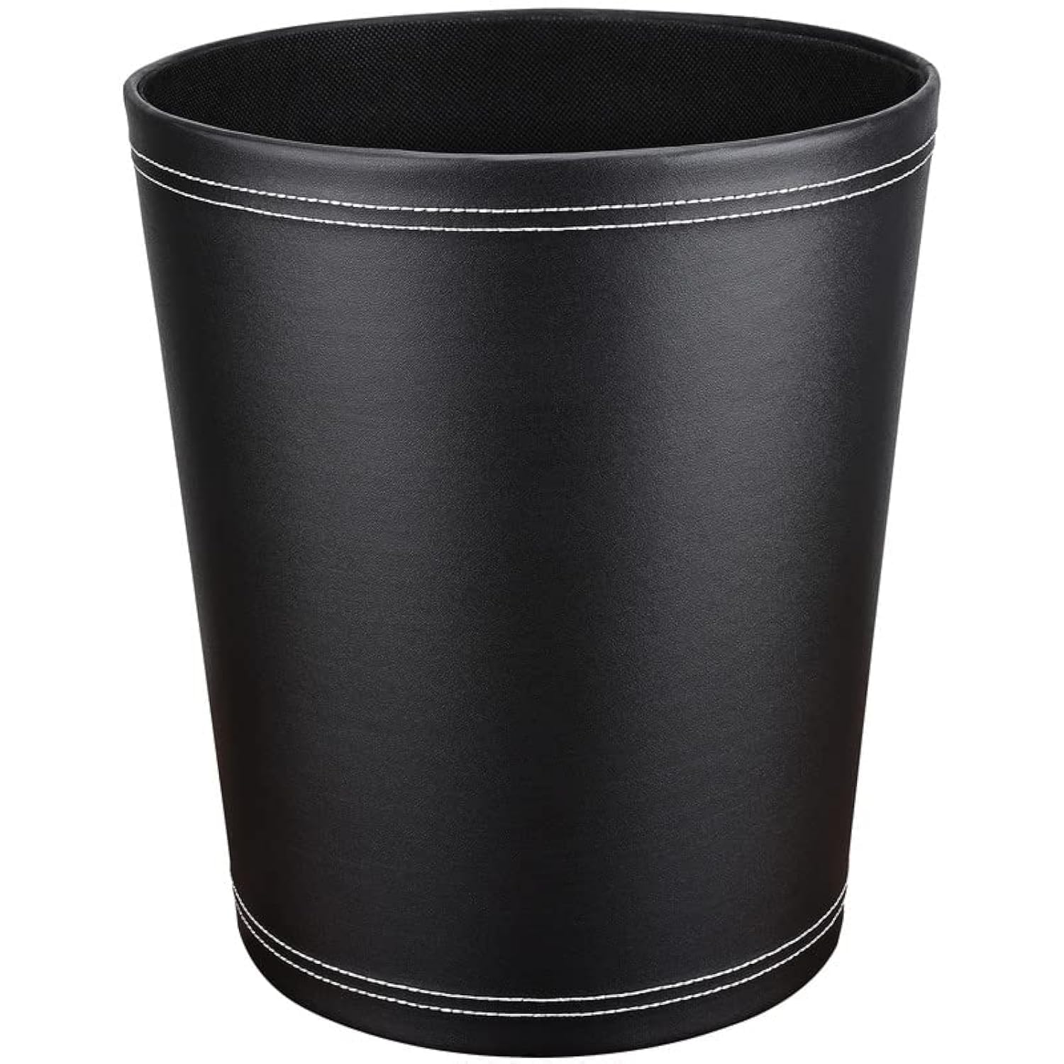 GORESE Pu Leather Trash Can for Bedroom, 16L/4.2 Gallon Office Wastebasket with Handles for Near Desk, Black Bathroom Garbage Cans for Home Decorative, Square Waste Basket Bin for Dorm Easy to Clean