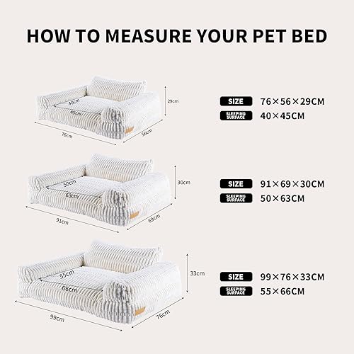 Miniatura 7 de Lindo sofá para mascotas, sofá esponjoso para mascotas con forro polar de pana suave, sofá de apoyo para mascotas con parte inferior antideslizante,