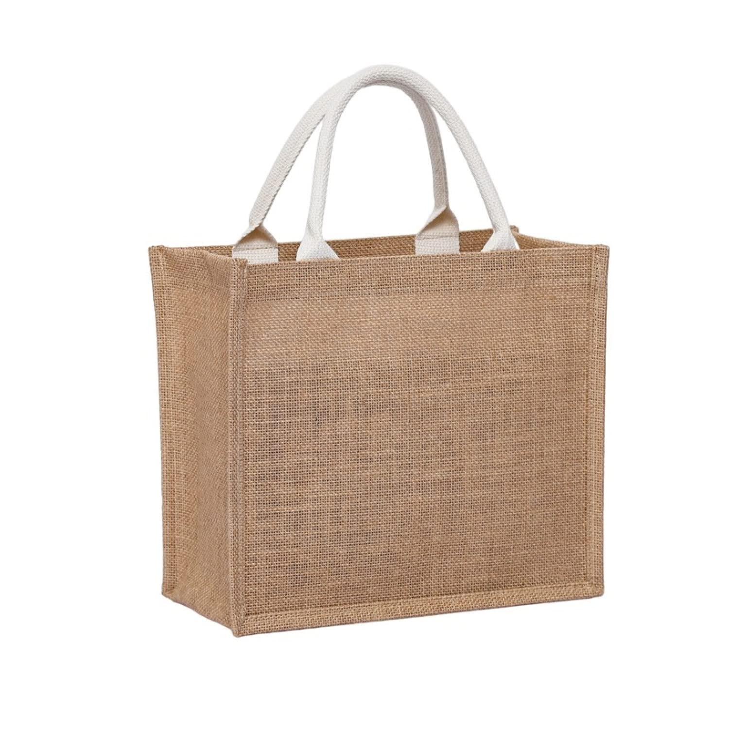 RAPECOTTBolsa para la compra portátil, bolsa portátil de yute natural, Bolsa de Forro Reutilizable de Yute para Mujer, Perfecta para Compras, regalos, viajes, playa,Picnics, etc…