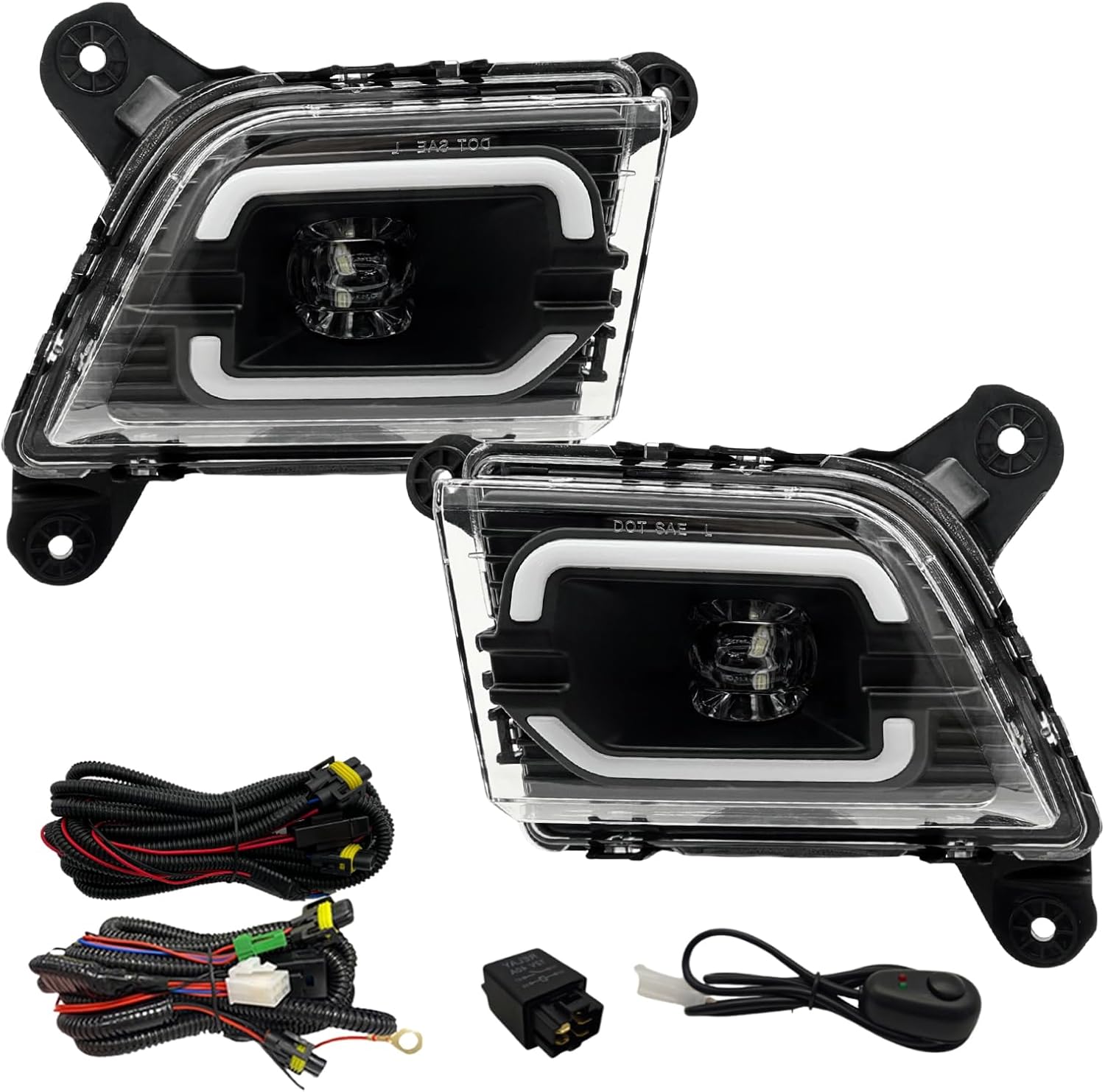 LED Fog Lights for 2019-2023 Chevrolet Silverado 1500 2500HD 3500HD, Trucks Fog Lamps Assembly With Daytime Running Lights and Turn Signal Lights