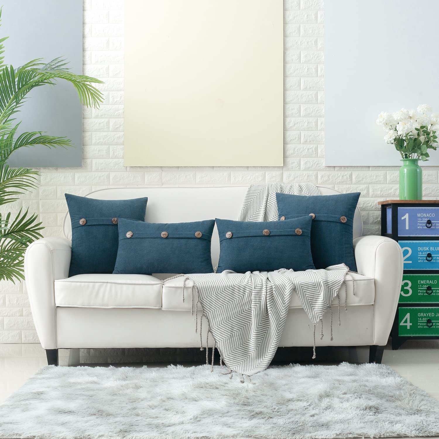 HWY 50 Lot De 2 Housses De Coussin Décoratives En Chenille Douce Avec