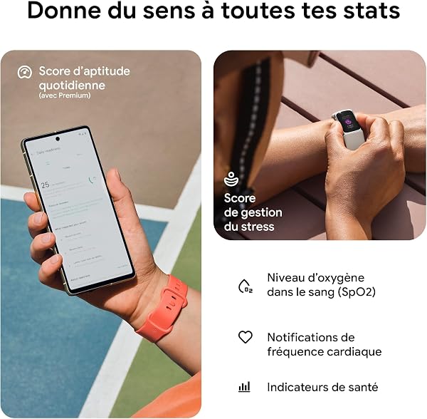 Google Fitbit Charge 6 Bracelet d'activité avec un abonnement de 6 mois à Fitbit Premium inclus, 7 jours d'autonomie de batterie, Google Wallet et Google Maps - 5