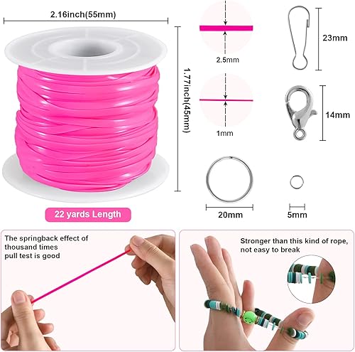 Miniatura 5 de KAMJUNTAR Cuerda de cordón, 15 rollos de cuerda de plástico para cordones de plástico para pulseras de amistad, fabricación de joyas, manualidades,