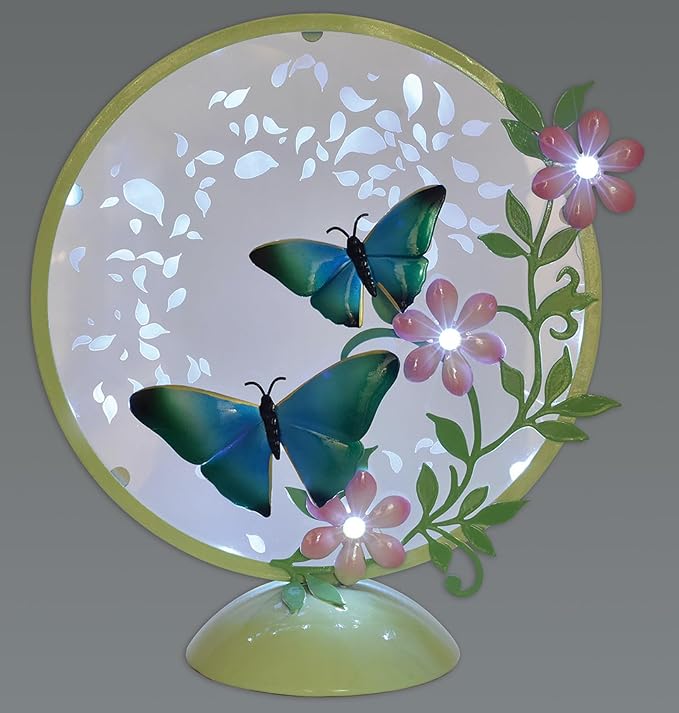 Sunset Vista Designs Sunset Vista Designs Garden Party Round Battery Operated LED Lighted Tabletop Lamp, 12-Inch, Blue Butterfly photo 2