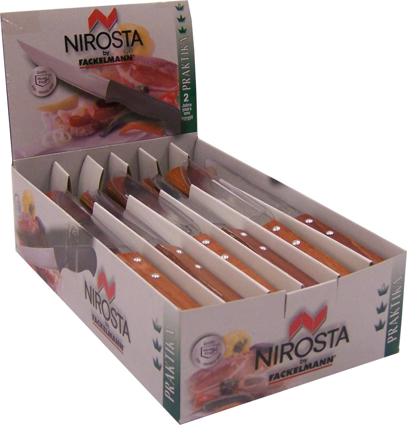 Nirosta FACKELMANN Coltello multiuso con lama in acciaio inox affilata manico legno pressato packawood, 22 x 2 cm, 1 pezzo