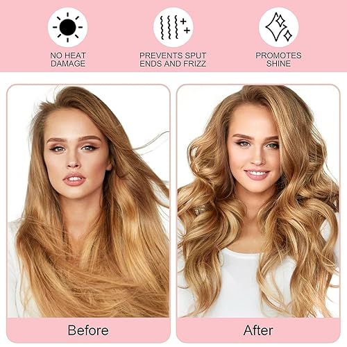 Miniatura 10 de Diadema de varilla rizadora sin calor, mejorada de 60 pulgadas, extra larga, sin calor, rizadores de pelo suaves para dormir en rodillos de pelo,