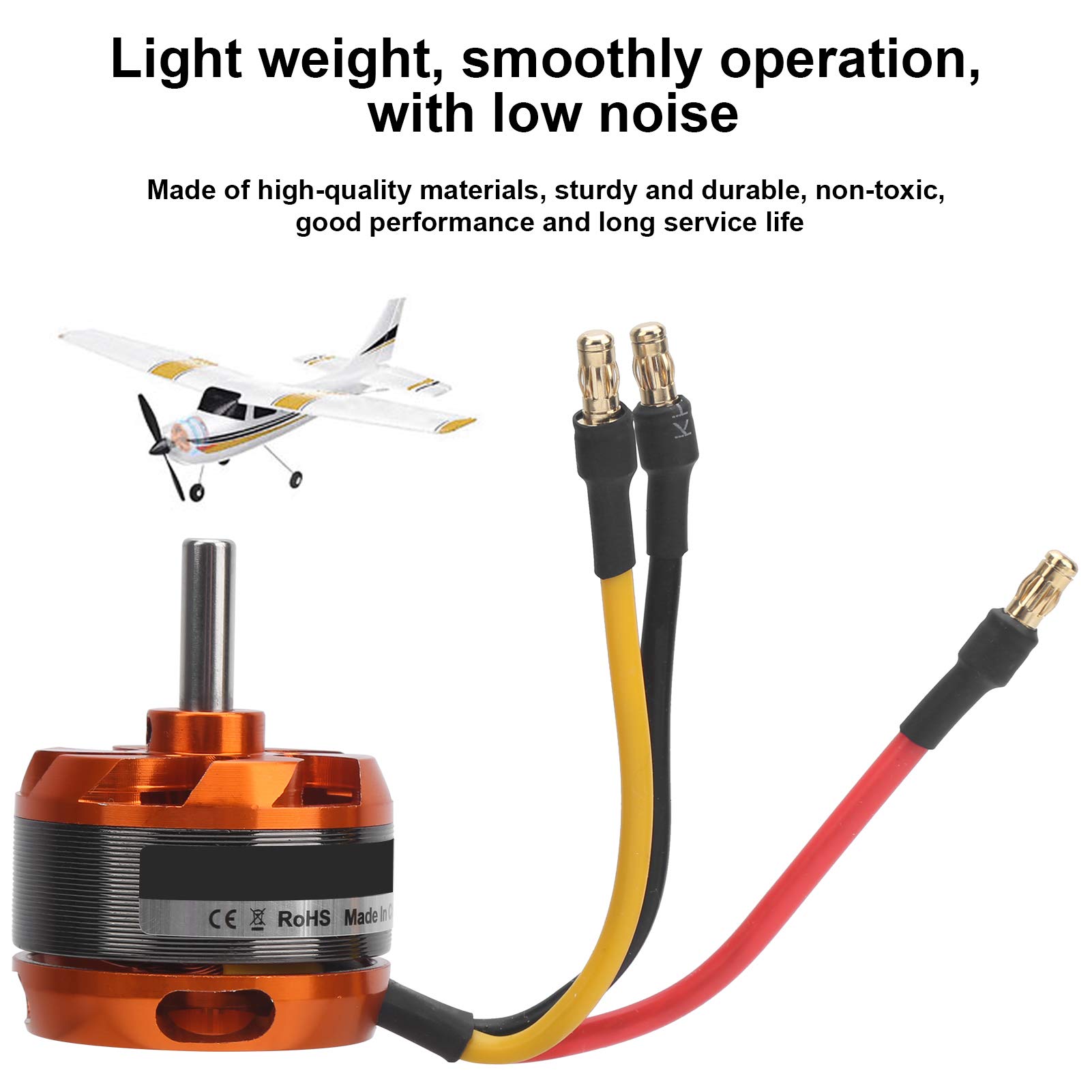 D3530 Motor Outrunner sin Escobillas 1700KV Reemplazo de Alto Rendimiento para Avión RC Metal Naranja Negro 1 Juego