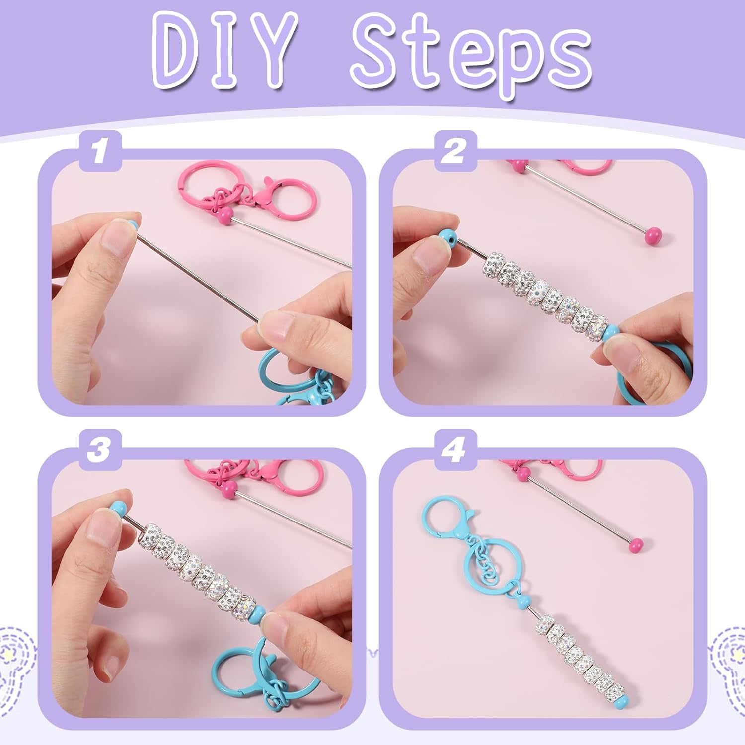 30 Pcs Beadable Keychains Bars, Bulk Blank Beaded for Keychain Making Kit, Multicolor Metal Keychain Bars for DIY Craft Jewelry Handmade Gift - Image 4