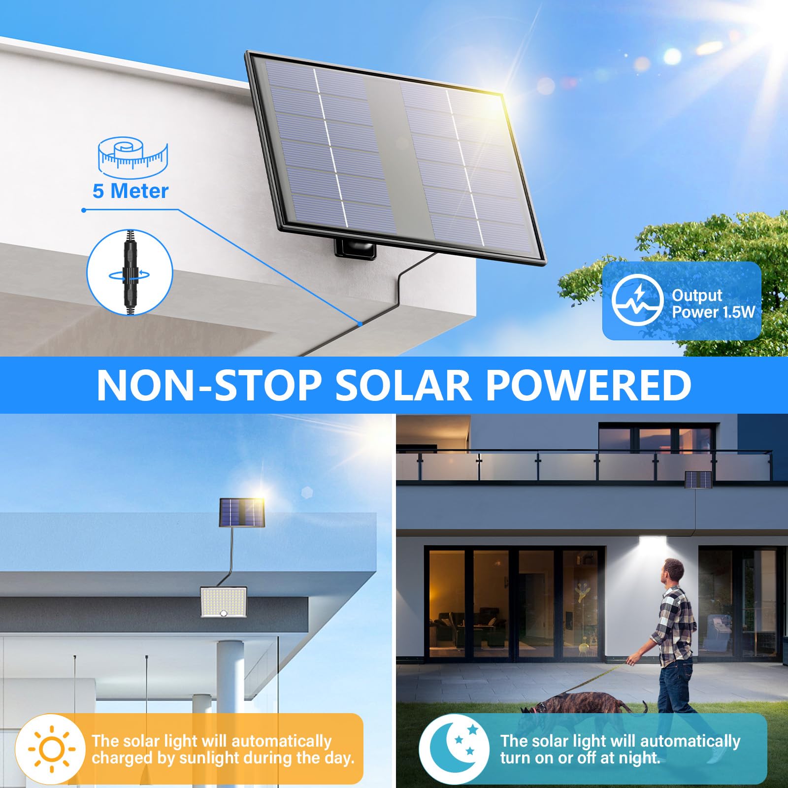 Faretto Led da Esterno Solare con Sensore di Movimento, Luce Solare Led Esterno con Telecomando, 2000mAh 3 Modes IP65 Impermeabile Lampada Solare da Esterno con Pannello Solare per Giardino, 1 Pezzo