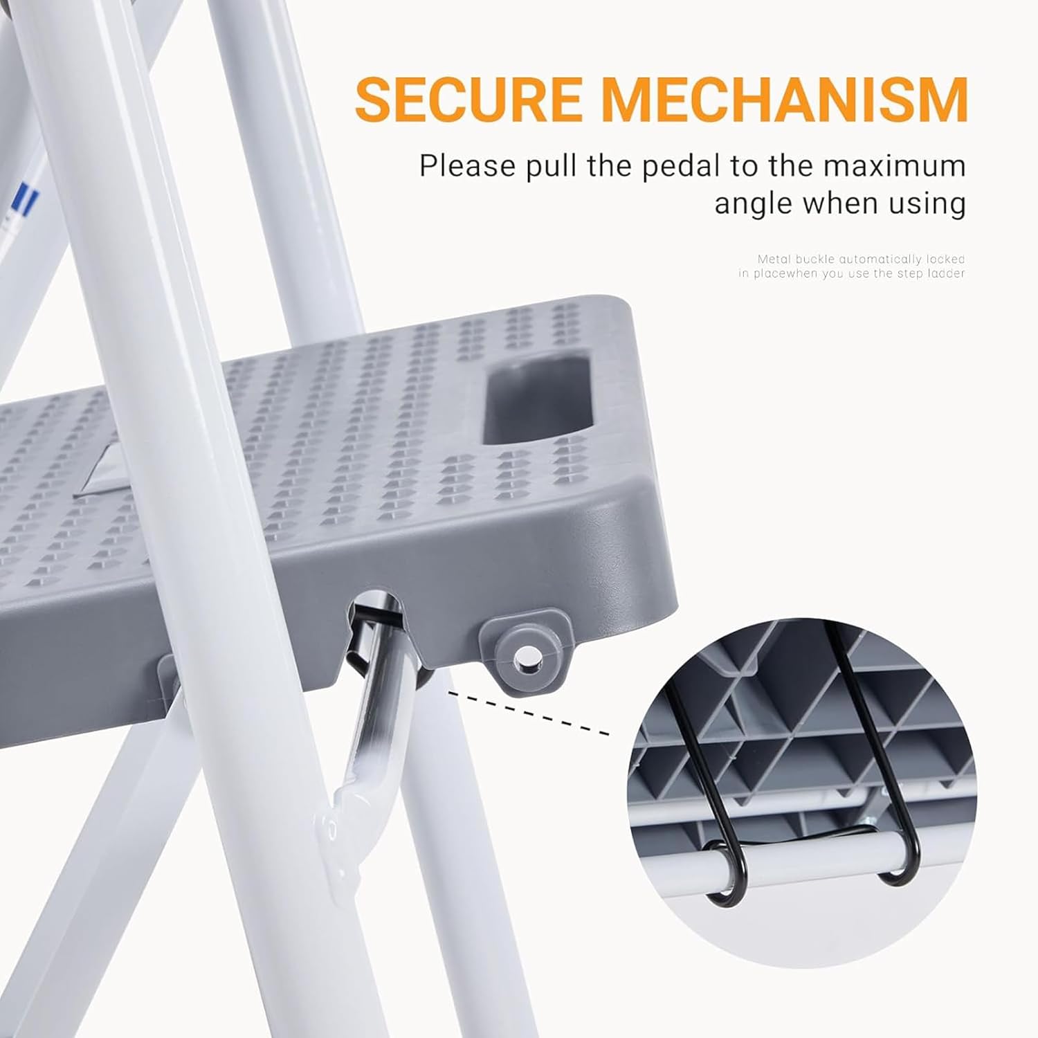 NEWBULIG 2 Step Ladder, Folding Step Stool with Safety Lock, Anti-Slip Design, Portable Foldable Ladder for Home Kitchen, Grey