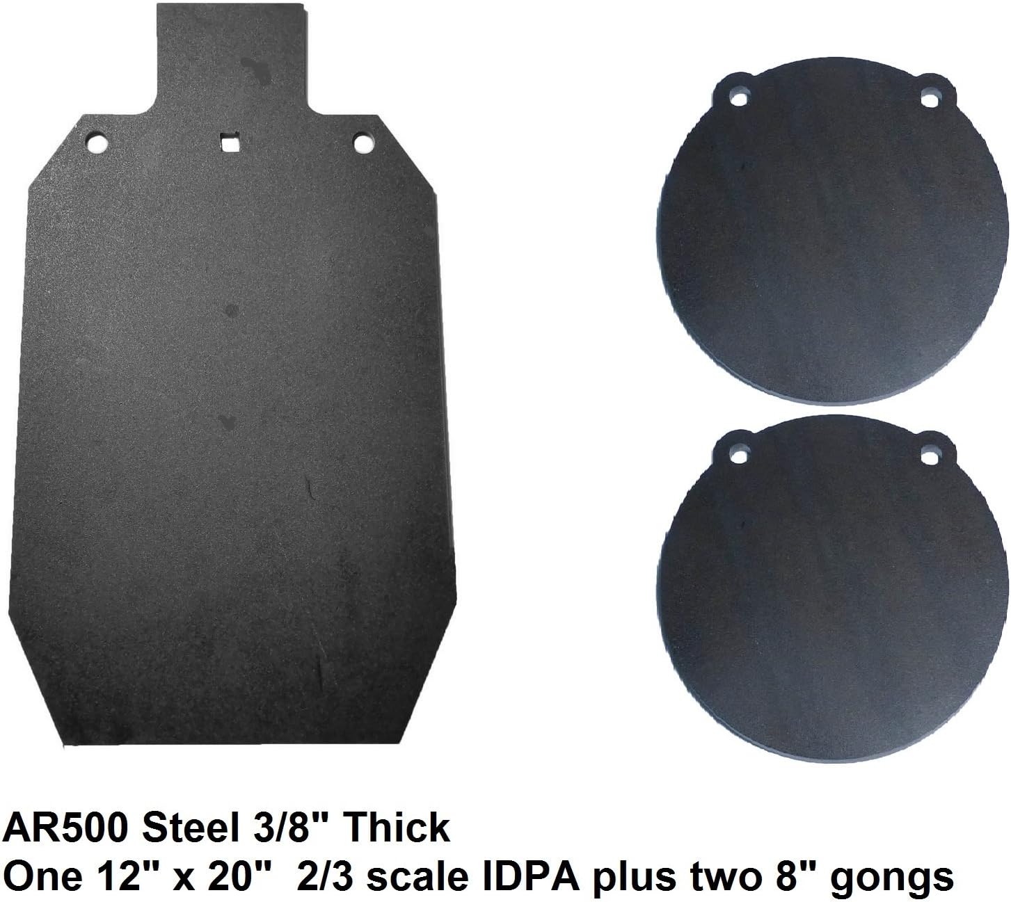 Tactical Scorpion Gear tsg-gg1220+2-8 AR500 12" x 20" IDPA 3/8" and 2 8" Steel Shooting Target Gong Laser Cut