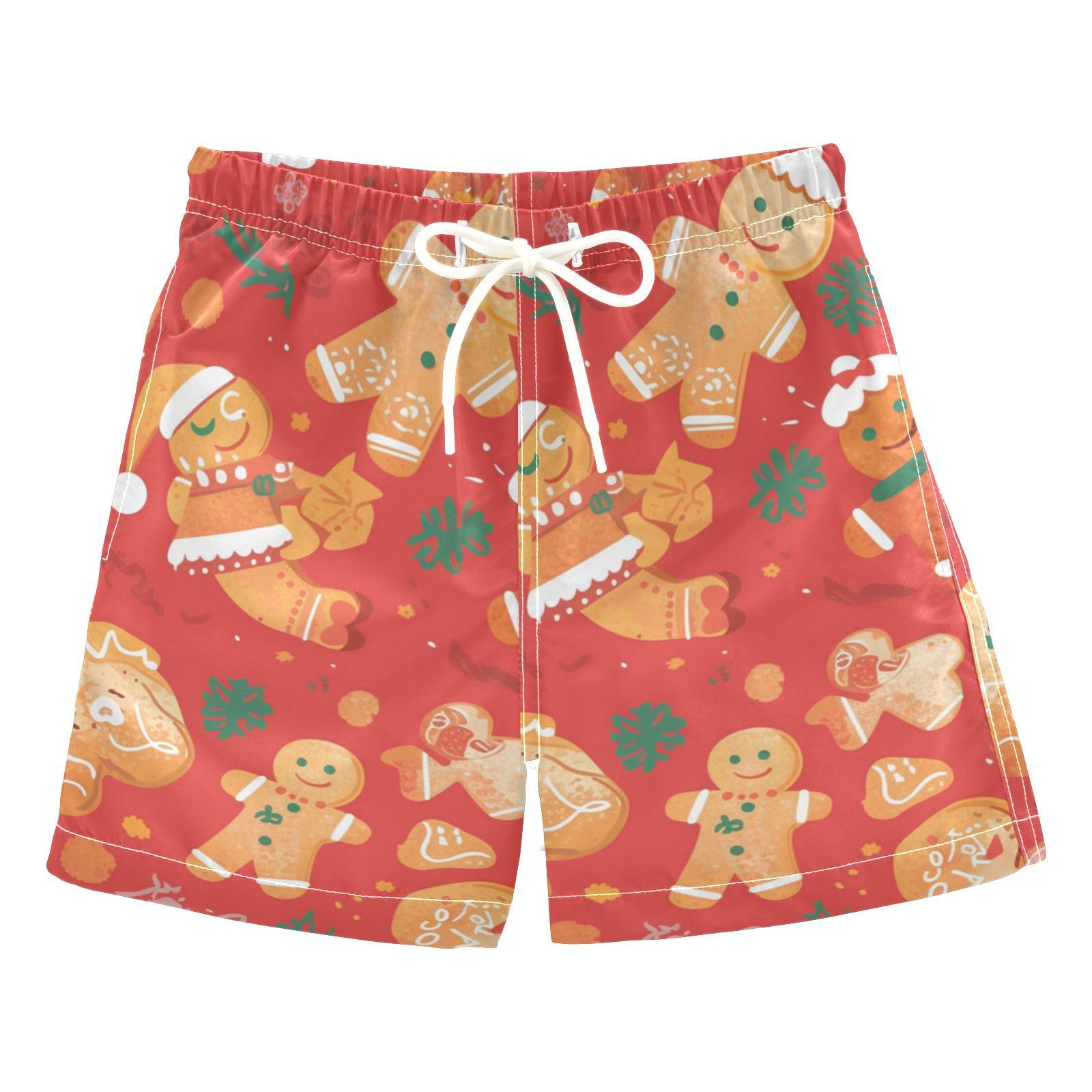 Zathe Gingerbread Cookies Toddler Swim Suit Son's Presents Boys Toddler Joggin Shorts Kids Swimwears Vacation 4T