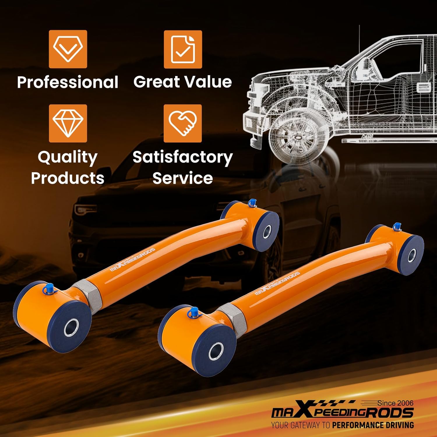 maXpeedingrods Adjustable Front Lower Control Arms for Jeep Wrangler TJ 1997-2006, Cherokee XJ 1984-2001, Grand Cherokee ZJ 1993-1998 with 0-4" Lift