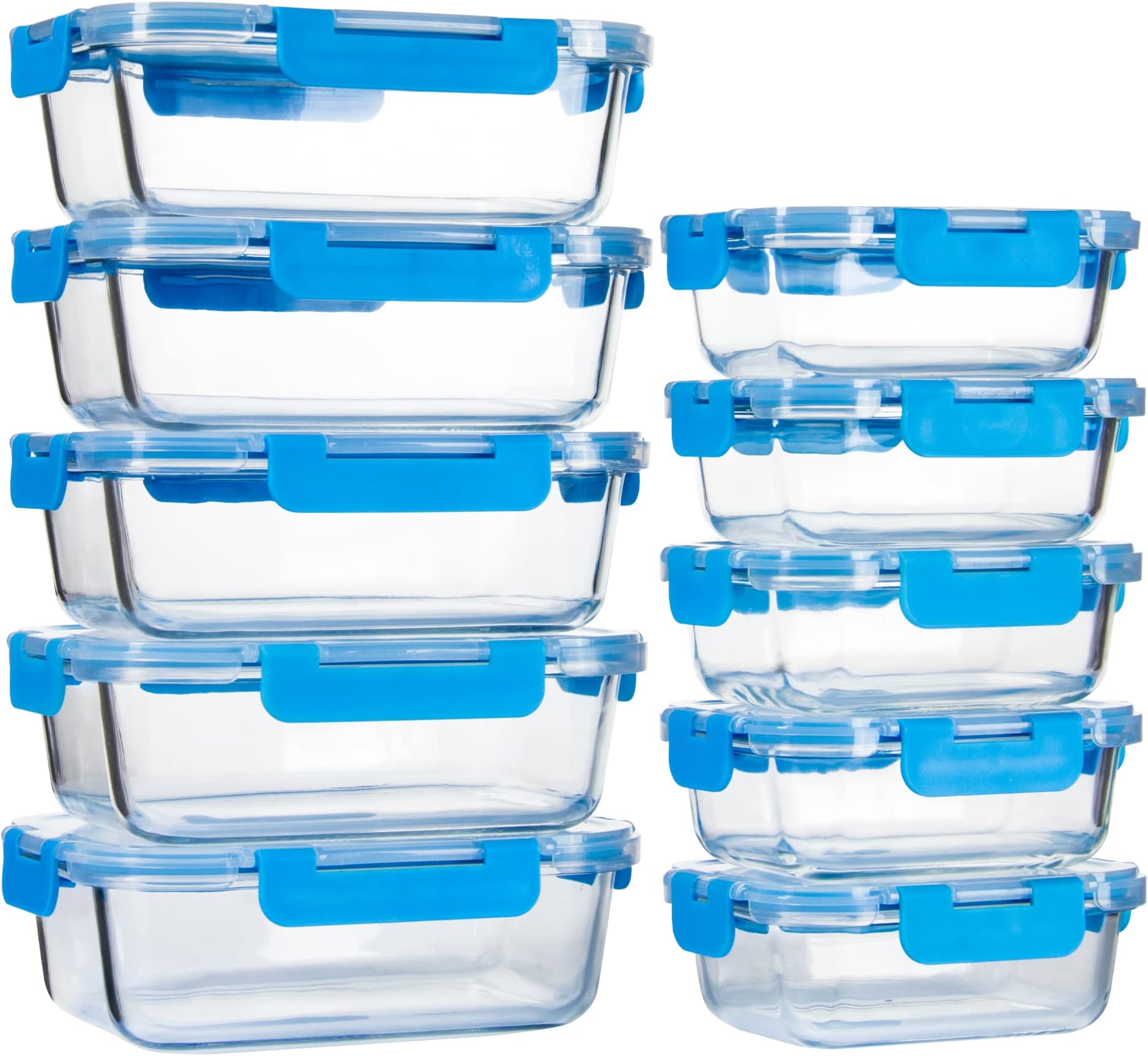 Recipientes de vidrio para almacenar alimentos con tapas: paquete de 8, 15 y 18, cajas bento herméticas para sobras y picnics | Bodega Aurrera en línea