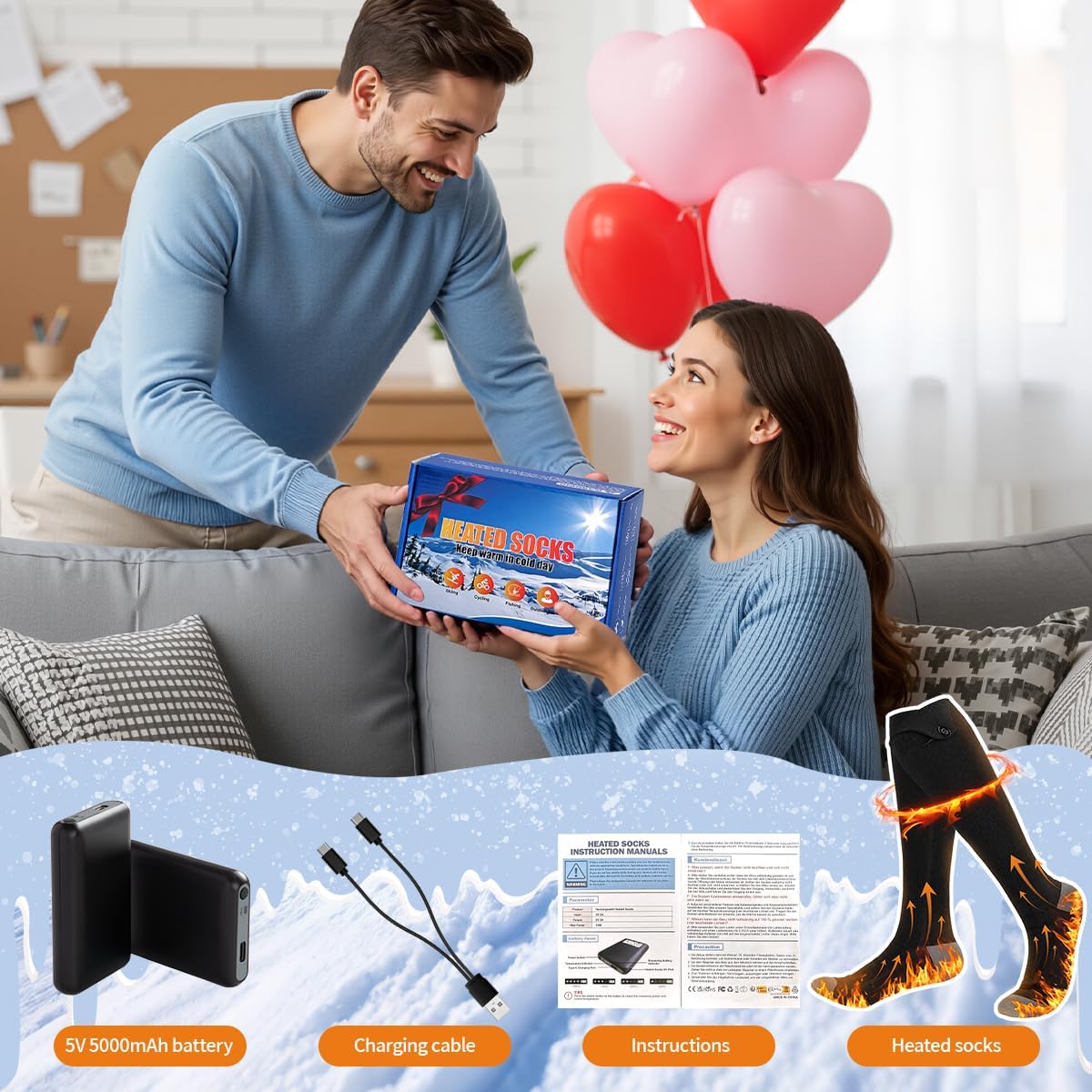 Warming Heated Socks for Men Women, Battery Powered Cold Weather Heat Socks - Image 7