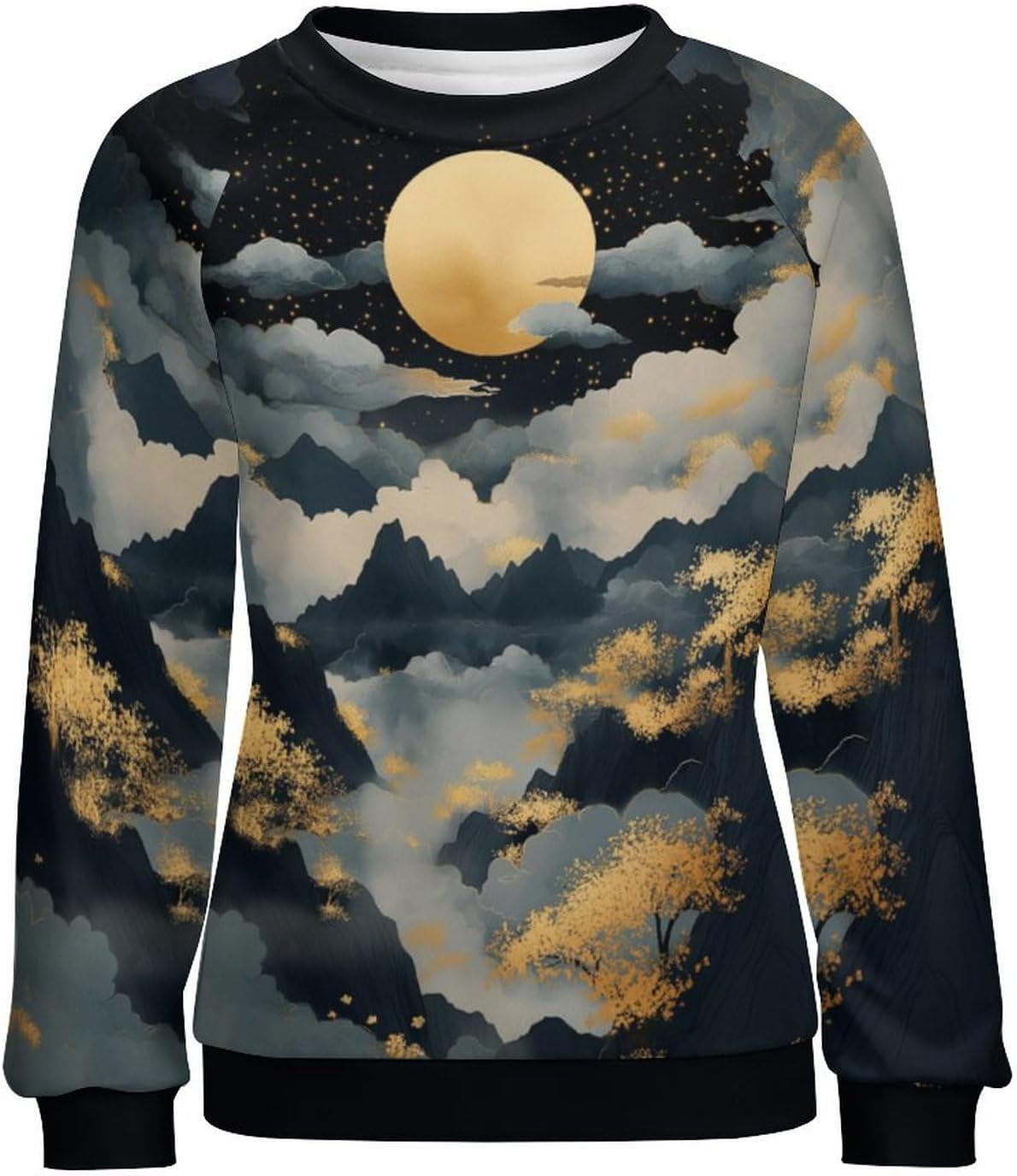 MARSVOVO Graphic Sweatshirts for Women Crewneck Long Sleeve Chinese Ink Painting Print Pullover Fall Tunic Sweatshirts - Image 4