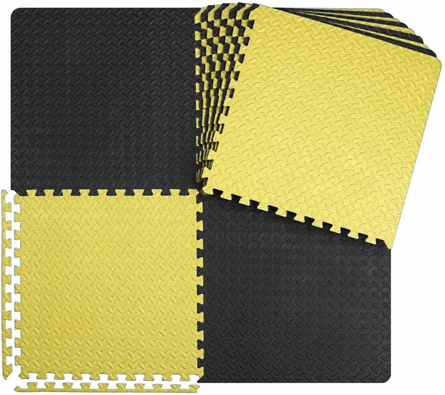 SIGNATRON Fitness Puzzle Mat, Gym Floor Mat, Exercise Mat, EVA Foam Interlocking Tiles, Protective Flooring for Gym Equipment and Workouts, 12mm Extra Thick (Yellow - Black, 32 SQ.FT || 8PCS) (B09JSBDVQW) Amazon Price History, Amazon Price Tracker