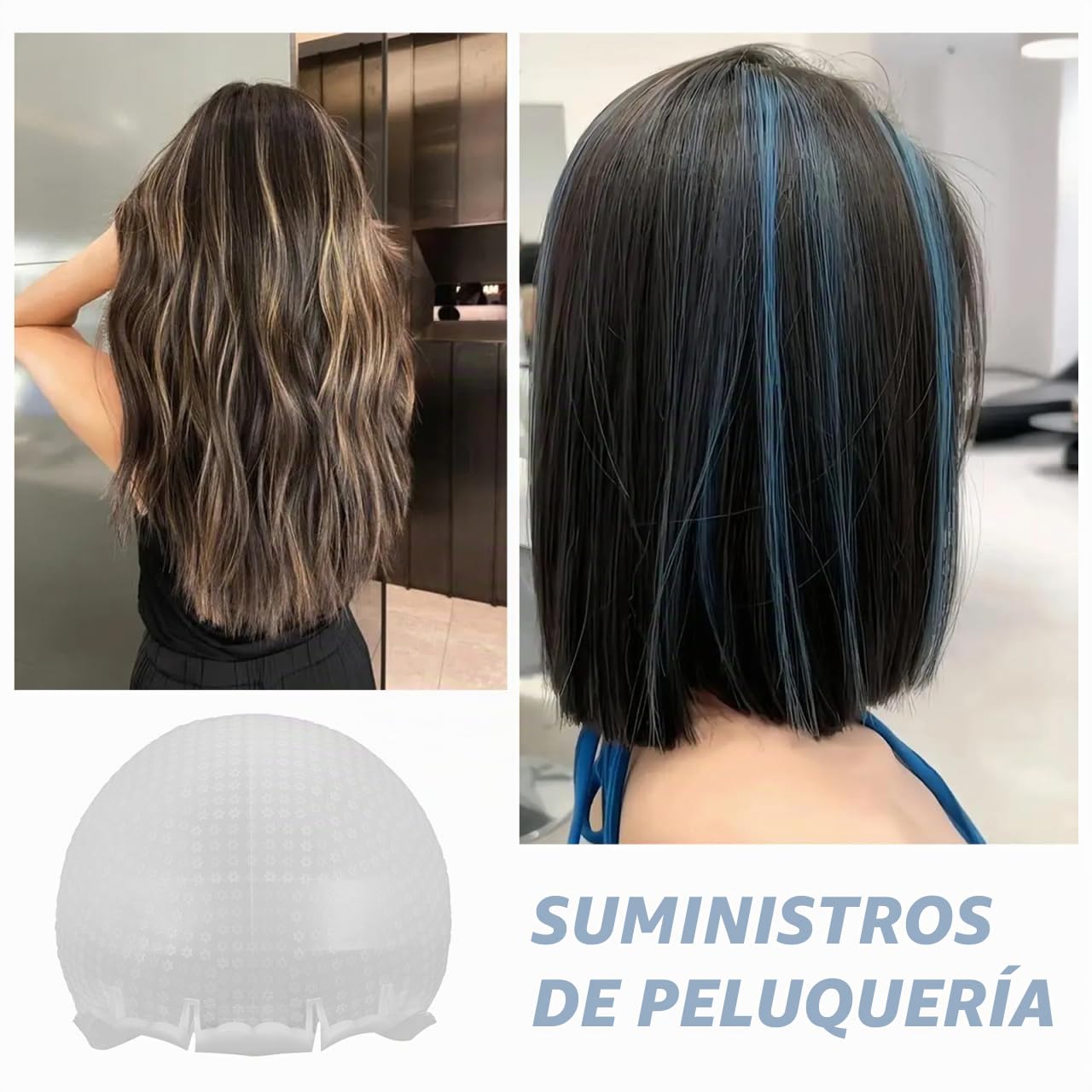 Anneome Gorro de mechas de silicona reutilizable con agujeros para teñir el cabello sin esfuerzo, elegante gorro de tinte para el cabello para puntos destacados y tratamientos de cuidado para