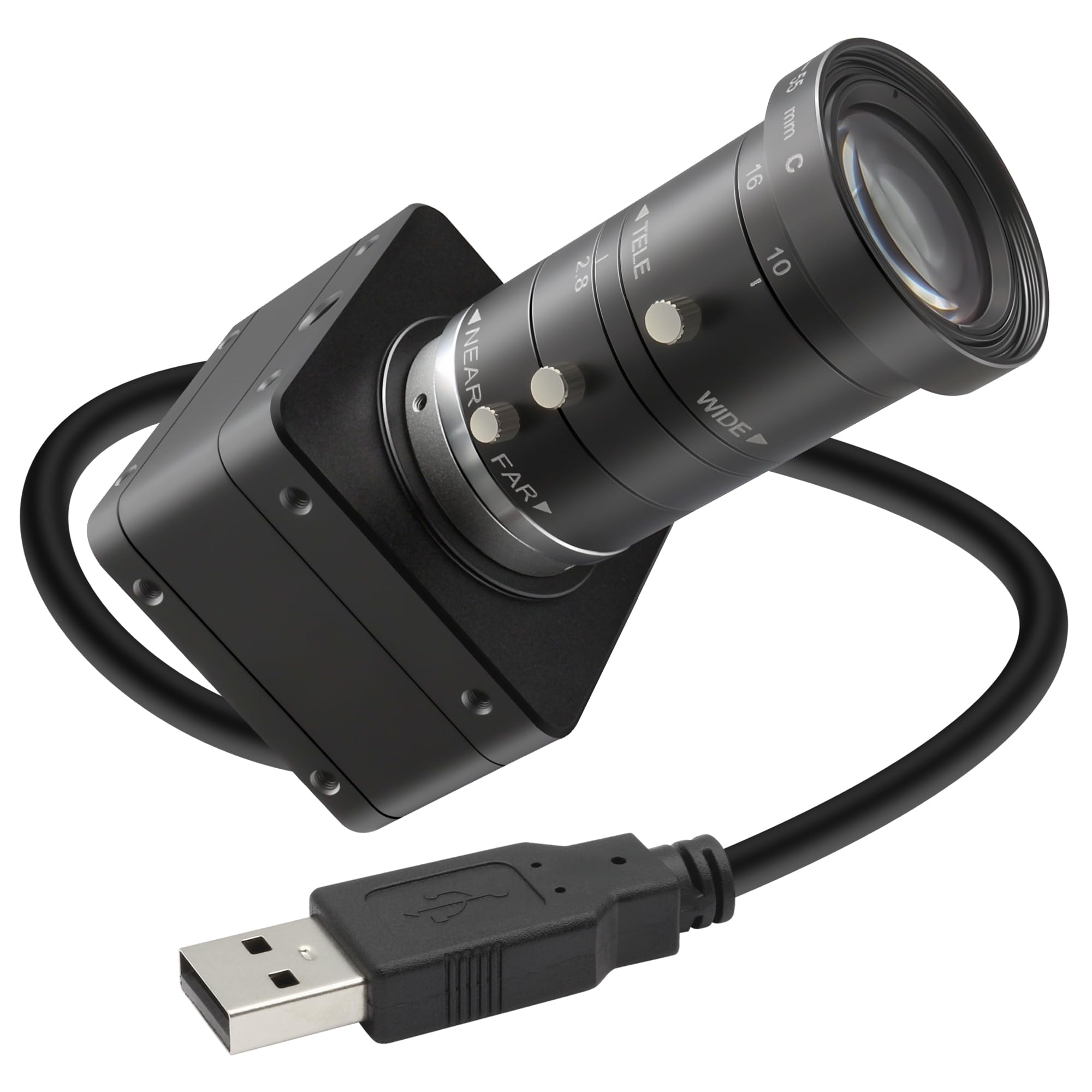 Svpro Fotocamera USB 3.0 ad alta velocità 1080P/230fps, 4K/60fps, 12MP/30fps, 12MP zoom Webcam con obiettivo CS Mount 10-55mm, messa a fuoco manuale, fotocamera UVC per Windows, Linux, Mac e Android