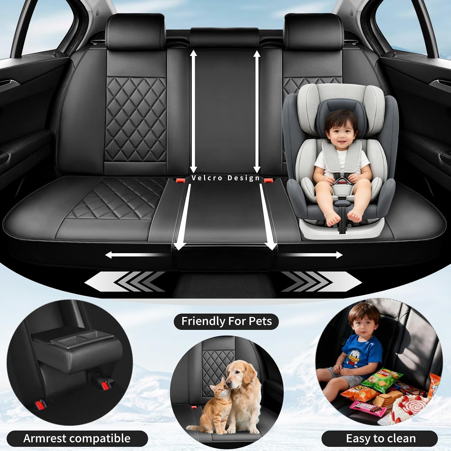 Fit CX-30 Premium Leather Car Seat Covers for Mazda CX-30 2020-2025 2026 - Waterproof，Breathable，All-Weather Seat Cushion Protecto & Airbag Compatible, Full Set Black