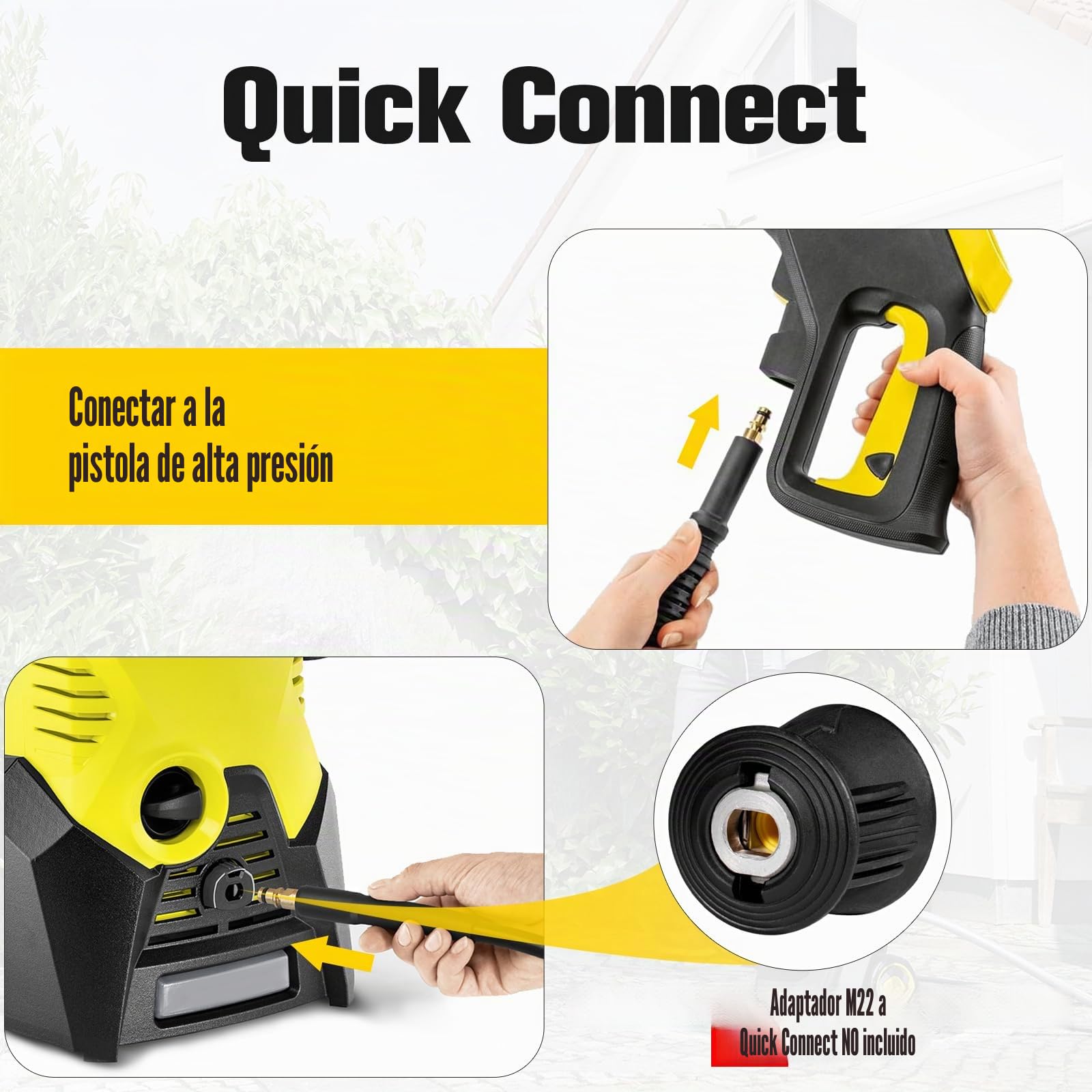 10M Manguera de Alta Presión Compatible con Modelos Kärcher K2-K7, Resistente, a Prueba de Fugas, Conexión Rápida y Fácil para una Limpieza Sin Esfuerzo