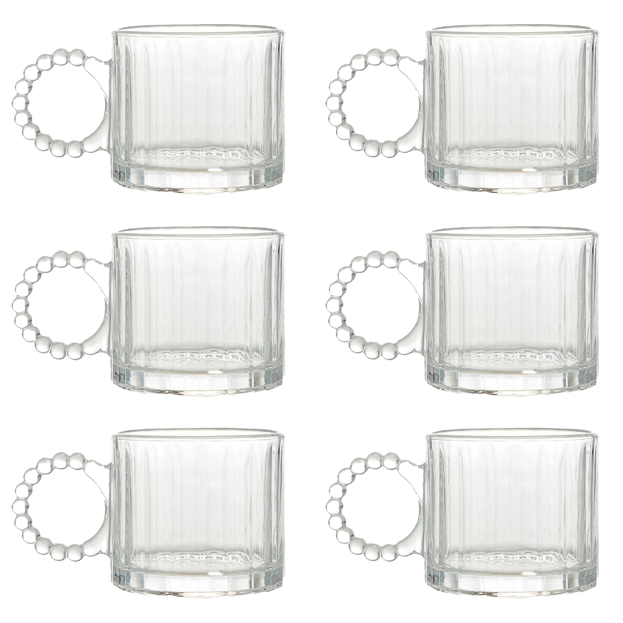Promosyonca Kristal Cam Bardak Seti, 300ml, 6 Parça, Boncuk Kulplu
