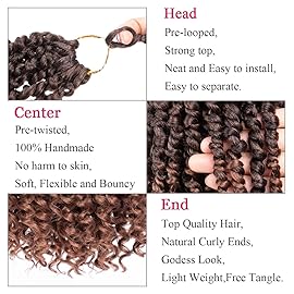 Leeven 8 Packs Ombre Brown Passion Twist Hair 10 Inch Pre Twisted Short Passion Spring Twist Crochet Braids Hair With Curls At The Ends Synthetic Bohemian Braiding Hair Extensions for Women T30