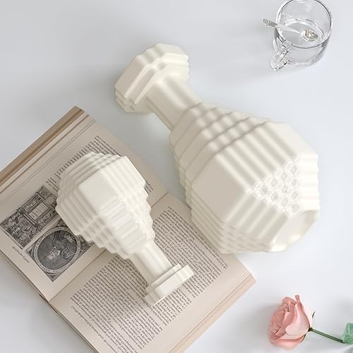 Miniatura 6 de Jarrón de cerámica con diseño de mosaico decorativo a cuadros blancos para centros de mesa, mesa, sala de estar, hogar, boda, oficina, 6.3 pulgadas