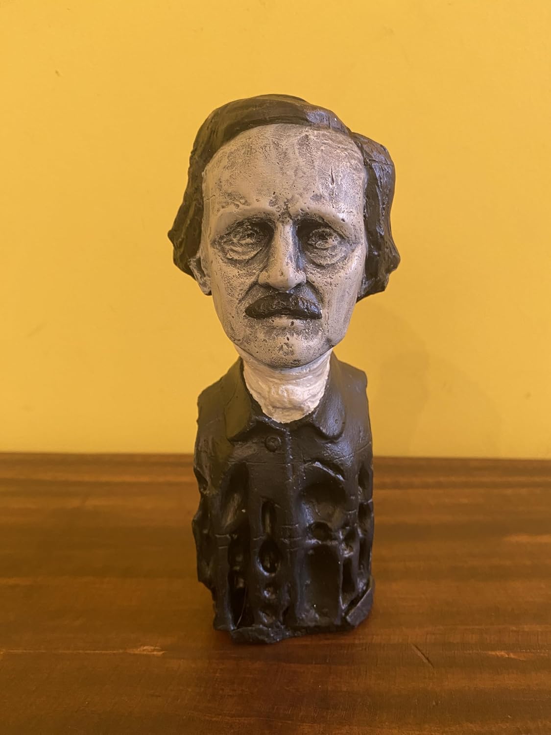 Edgar Allan Poe Decorative Bust, 7 Inch Handmade Sculpture, Literary Statue