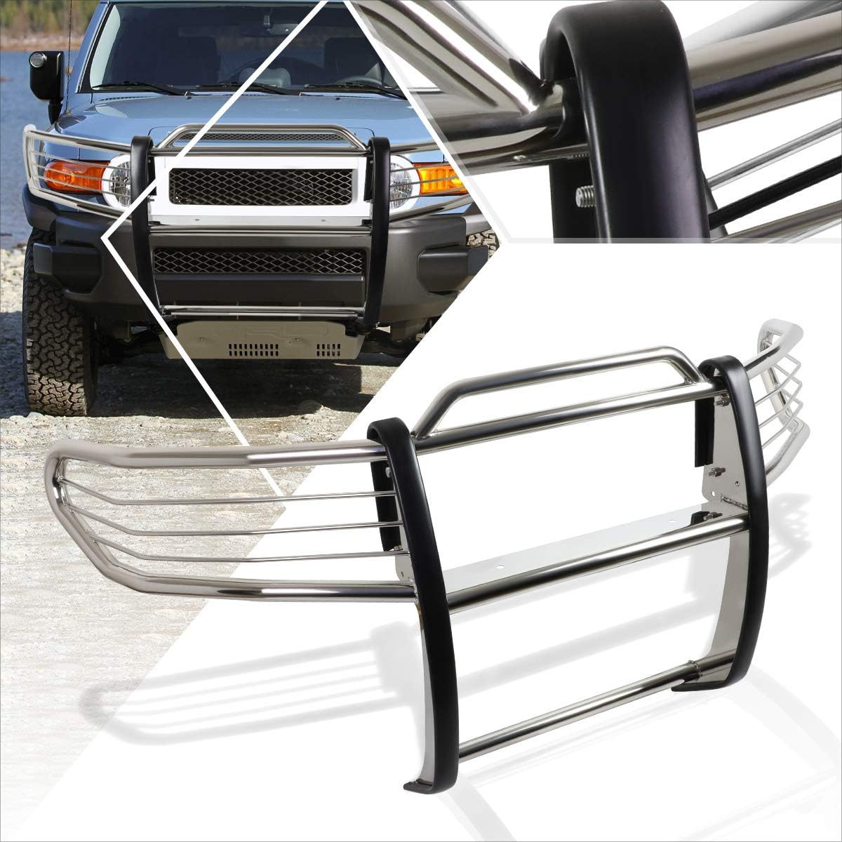 Compatible with FJ Cruiser SUV 07-14 Stainless Steel Front Bumper Brush Grille Guard,Chrome
