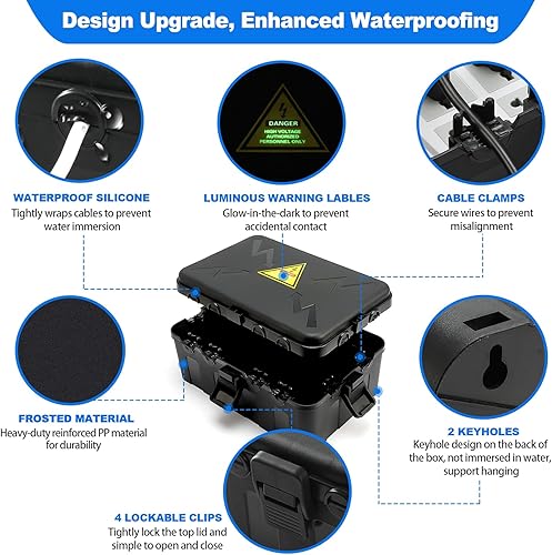Miniatura 3 de Hrensaw Caja eléctrica grande para exteriores impermeable (12.5 x 8.5 x 5 pulgadas), cubiertas de salida impermeables IP54 para exteriores