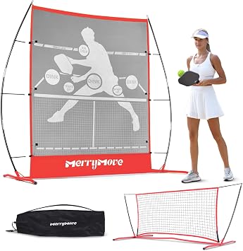 Pickleball Practice Rebounder Net Pickleball Rebounder or 6FT Mini Pickle Ball Net Portable for Outdoor Driveway Backyard and Indoor Garage - 2in1 Trainer for Dink Volley Training