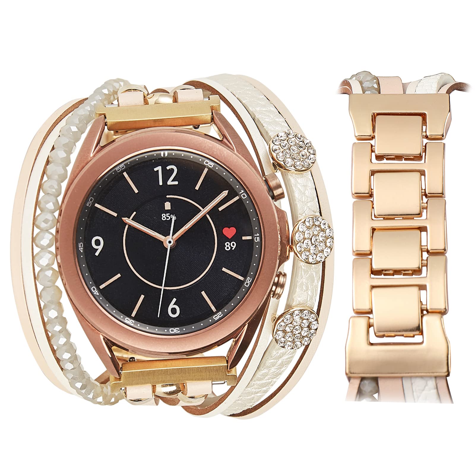 KONAFEI Armband Kompatibel mit Samsung Galaxy Watch 7/FE/6/5/4/3/Active 2 40mm 44mm/5 Pro 45mm/6&4 Classic 43/47mm/42/46mm/3 41mm, 20mm Lederarmband mit Metallschließe