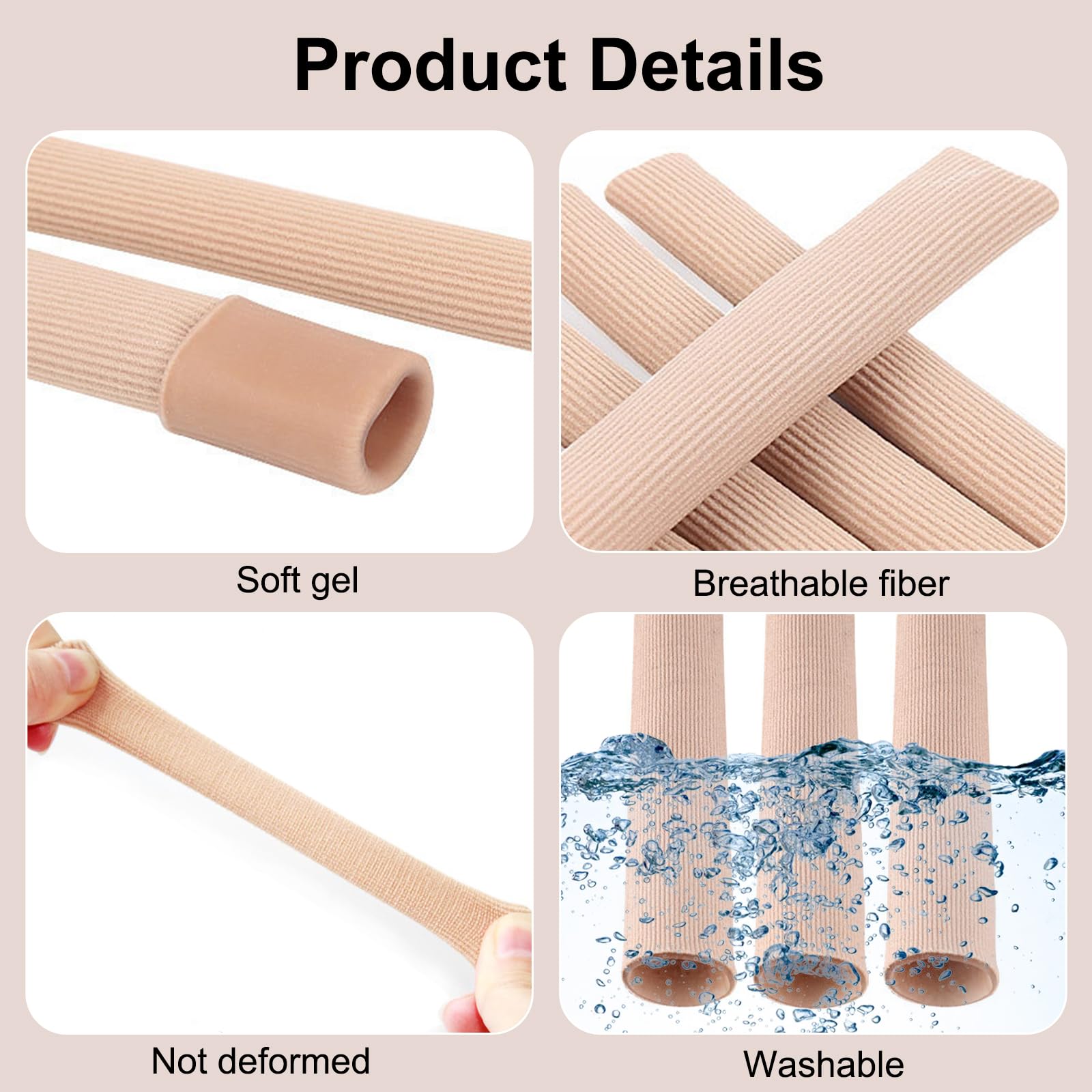 4 Piezas Protector Dedos Pie de Silicona Cortables,Tubos de Silicona para Los Dedos, Vendaje de Tubo Protección de Almohadilla Gel Suave para Callos Ampollas Callosidades Dedos de Pies y Manos(15 cm)