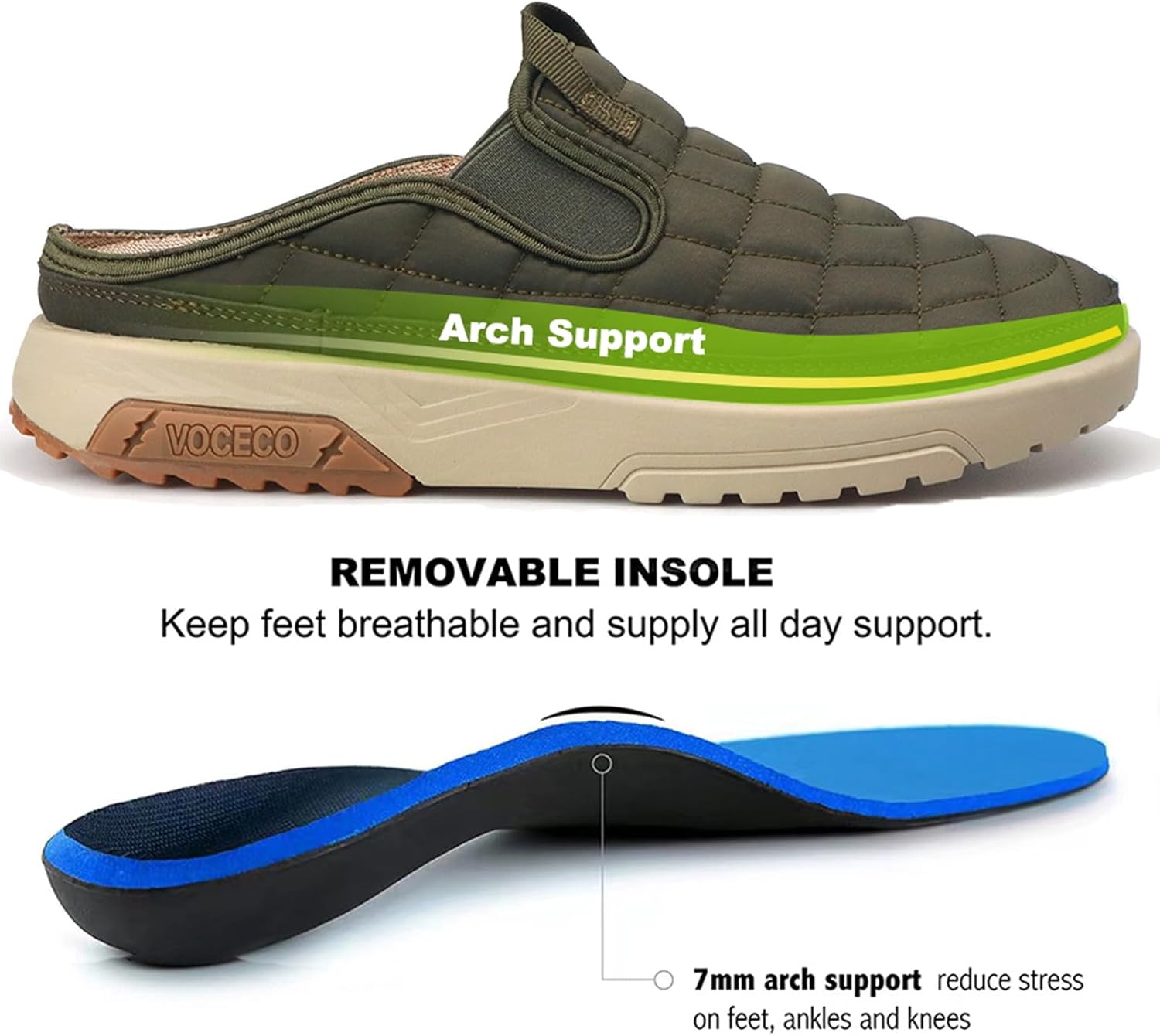 Men's Arch Support Slippers Orthopedic Plantar Fasciitis Relief Slip-On Indoor Outdoor Camping Walking Loafers Casual House Shoes - Image 3