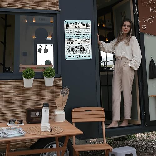 Miniatura 7 de Cartel de reglas de camping divertido decoración de pared de campamento para cámper, cabaña, caravana, uso interior exterior de 12 x 8 pulgadas (273)