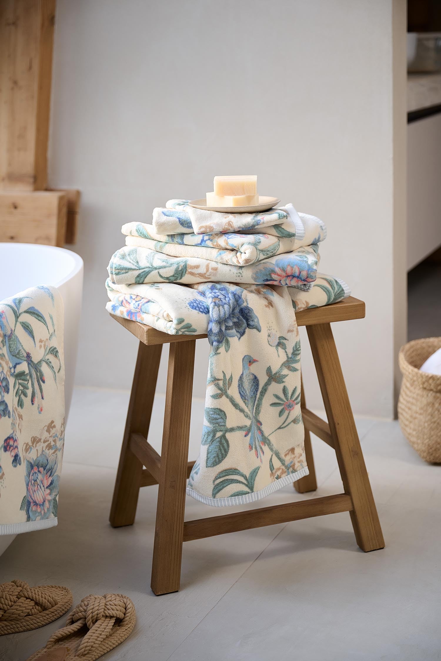 Pip Studio Gästehandtuch Set/3 Secret Garden Weiß/Blau 30x50cm